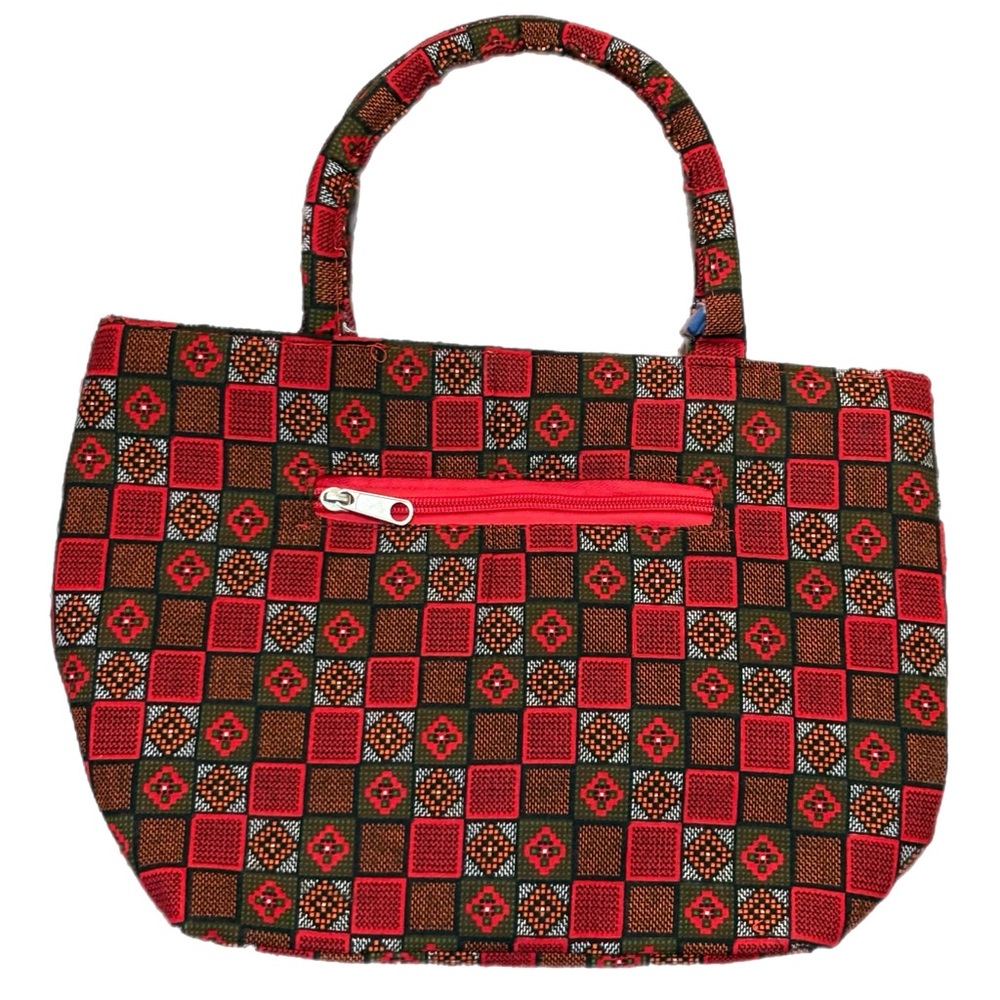 NAPALI DHAKA Hand Made Red and Brown Bag OS.